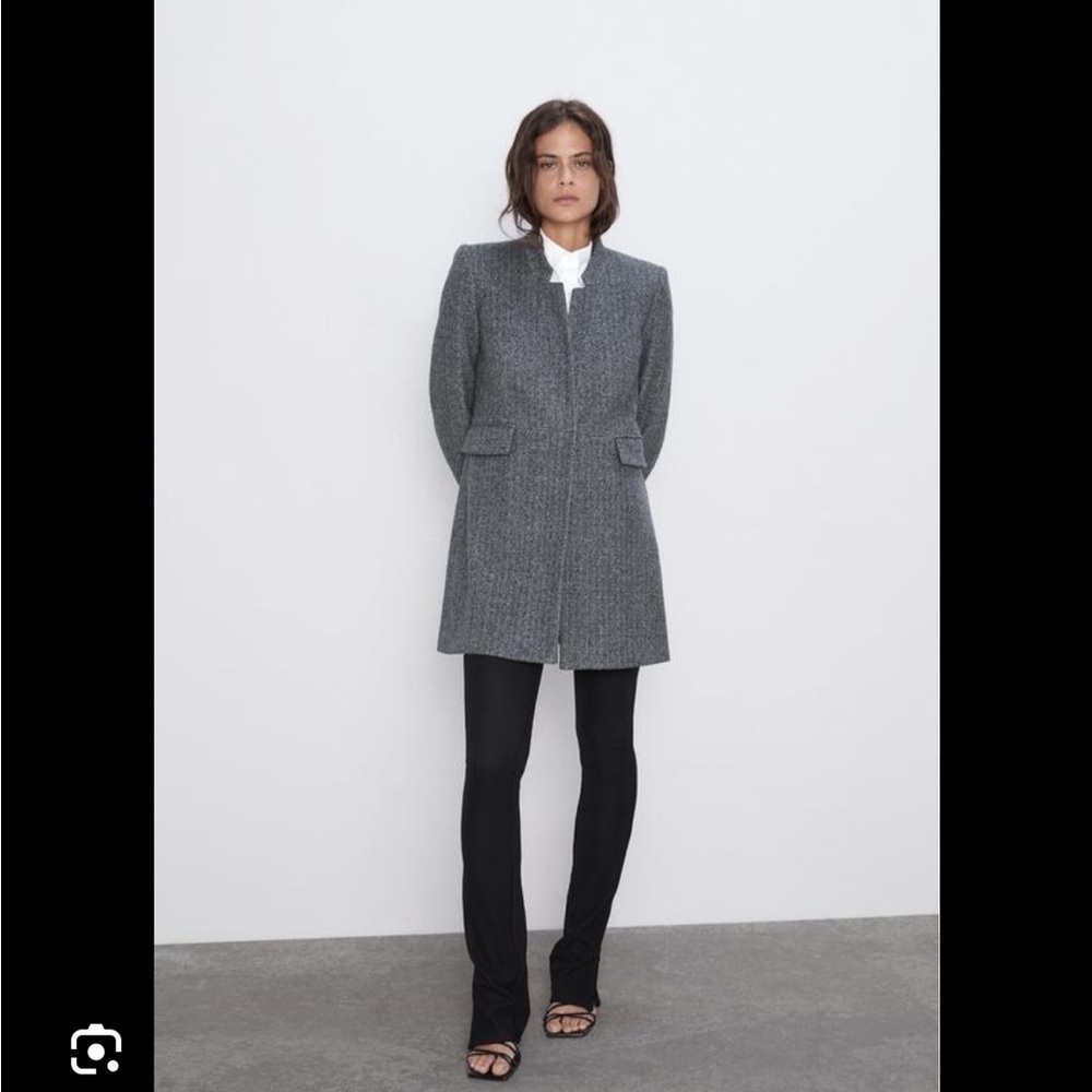 Zara Gray Printed Coat Jacket